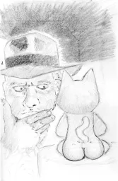 Indiana Jones looking at the thick-assed idol.